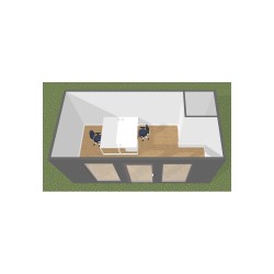 Contenedor de oficina de 18 m2 con aseos