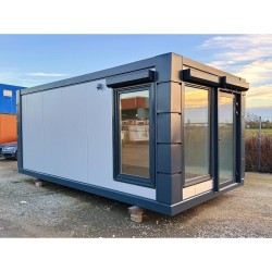 Contenedor Pabellon Comercial 3×6 Open Space / Ventanas De Esquina / Persianas Exteriores